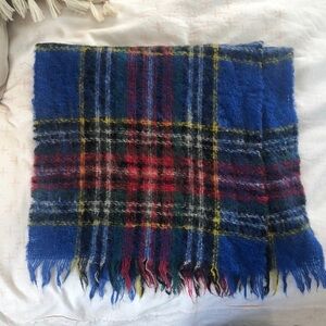 Plaid wool blanket scarf